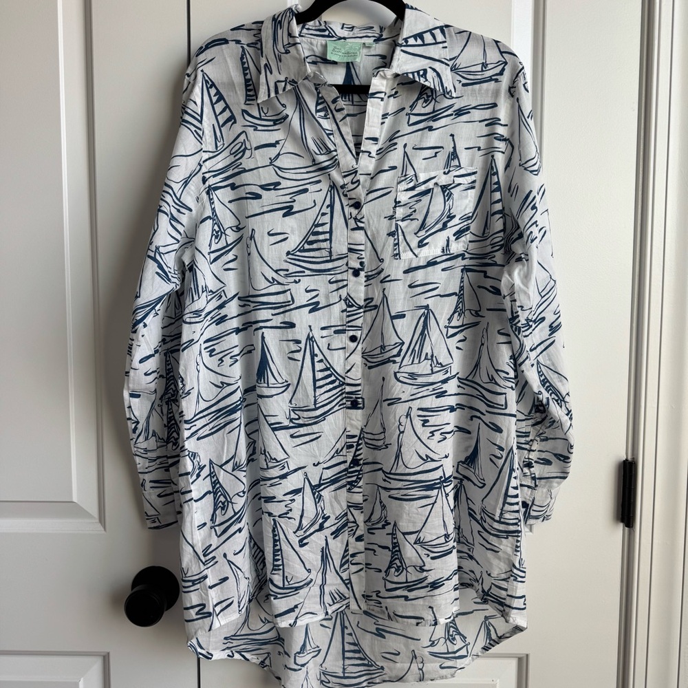 True Destinations Nautical Sailboat Button Down